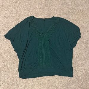 Torrid Teal Lace-Trim Blouse